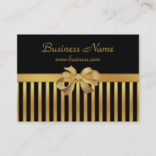 Elegante Visitenkarte Gold Black Stripe Gold Bow