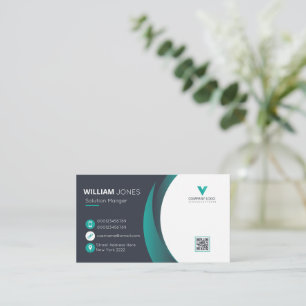 Elegante Visitenkarte, grüner weißer QR-Code Visitenkarte