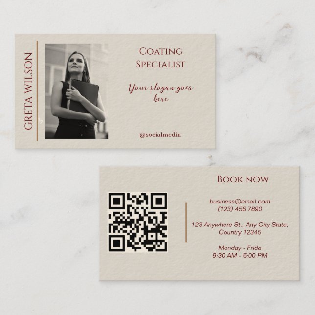 Elegante Visitenkarte mit QR Code und Foto (Vorne/Hinten)