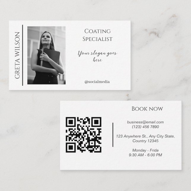 Elegante Visitenkarte mit QR Code und Foto (Vorne/Hinten)