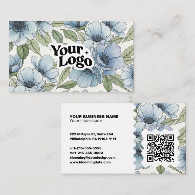 Elegante Visitenkarte – QR-Code & Logo (Vorne/Hinten)