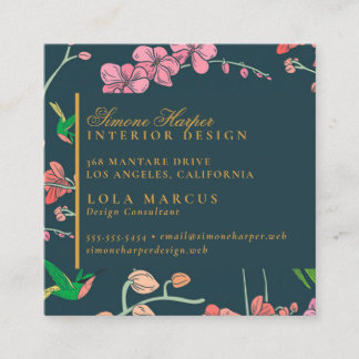 Elegante Vögel & Botanische Square Business Card Quadratische Visitenkarte