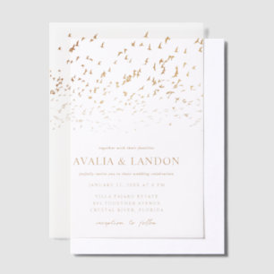 Elegante Vögel einer Feather Black and Gold Hochze