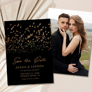 Elegante Vögel einer Feather-Foto-Hochzeit Save The Date