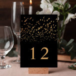 Elegante Vögel einer Feather Hochzeit Tischnummer<br><div class="desc">Diese schlichten,  eleganten Hochzeitskarten sind mit einer Vogelherde in Imitaten mit Goldfolie versehen,  die auf einem schwarzen Hintergrund dargestellt ist. Elegant,  elegant,  modern und einzigartig - einfach nach Ihren Wünschen für Ihren besonderen Tag!</div>