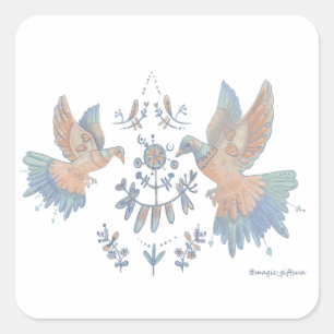 elegante Vögel Quadratischer Aufkleber