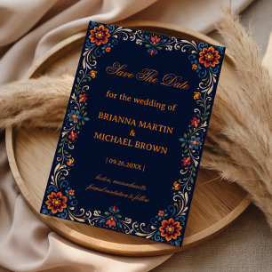 Elegante Volksbotanik Romantische Blumen Mexikanis Save The Date