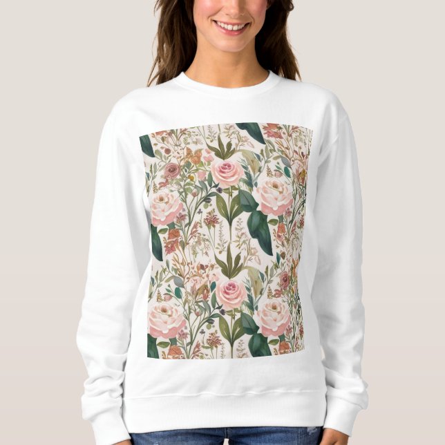 Elegante, von Natur Inspiriert Muster Wildblumen Sweatshirt (Vorderseite)