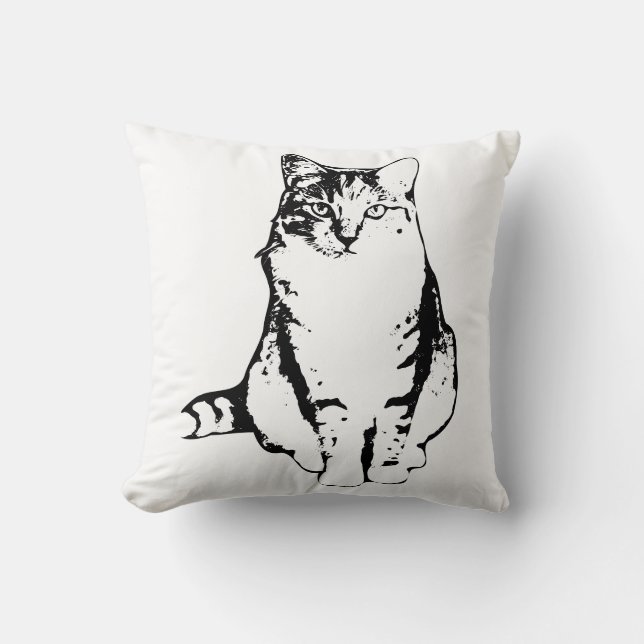 Elegante Vorderseite Tabby Cat Katzenjammer Kissen (Vorderseite)