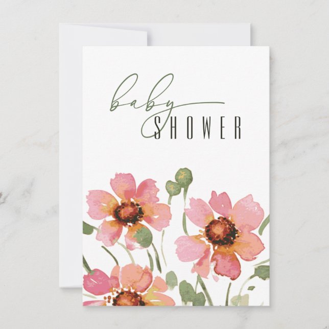 Elegante Vorlage für die Einladung von Babyduschen (Vorderseite)