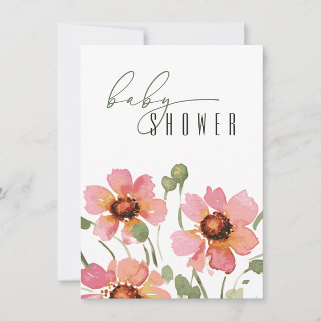 Elegante Vorlage für die Einladung von Babyduschen (Vorderseite)