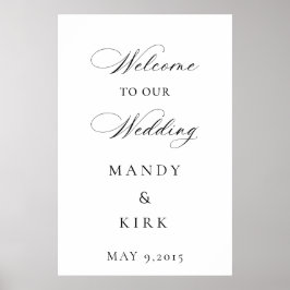 Elegante Vorlage für ein Hochzeit-Willkommensschil Poster