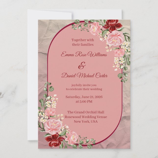 Elegante Vorlage für Hochzeitseinladungen (Vorderseite)