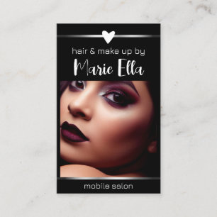 Elegante Vorlage für QR-Foto-schwarze Silber-Linie Visitenkarte