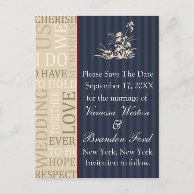 Elegante Vorlage Save the Date Hochzeit (Vorderseite)