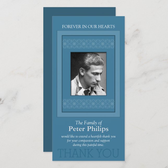 Elegante Vorlage Vielen Dank Memorial Foto 3 (Vorne/Hinten)
