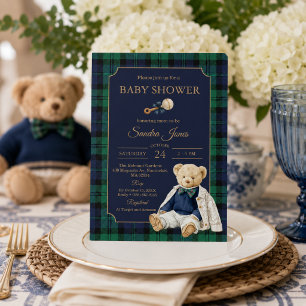 Elegante vornehme Polo-Teddybär-Baby-Shower-Einlad Einladung