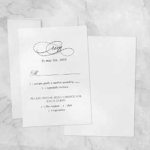 Elegante Wahl für Hochzeiten Moderne Schwarz & Wei RSVP Karte