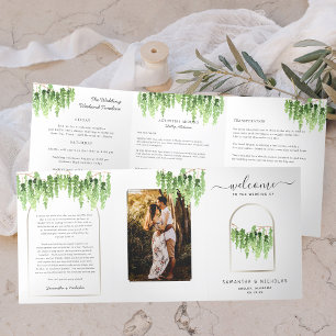 Elegante Wald-Hochzeit   Tri-Fold Dreifach-gefaltete Programmkarte