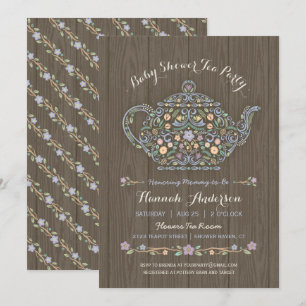Elegante Wald-Teekanne-Baby-Shower-Einladung Einladung