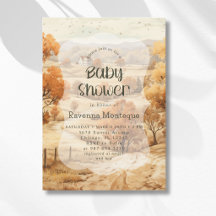 Elegante Wald-Wasserfarben-Baby-Party im Herbst