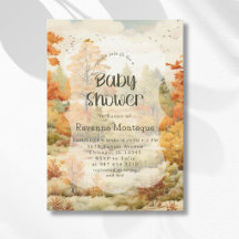 Elegante Wald-Wasserfarben-Baby-Party im Herbst