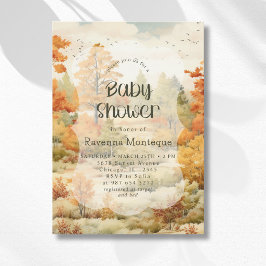 Elegante Wald-Wasserfarben-Baby-Party im Herbst Einladung