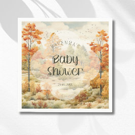 Elegante Wald-Wasserfarben-Baby-Party im Herbst Serviette