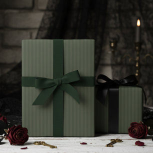 Elegante Waldgrün-Streifen Geschenkpapier