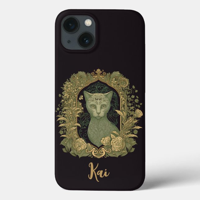 Elegante Waldkatze mit Individuelle Name Case-Mate iPhone Hülle (Rückseite)