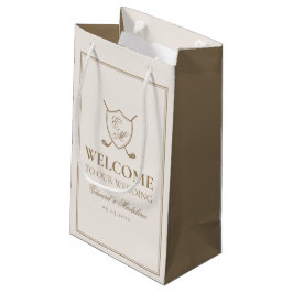 Elegante Wappen Monogram Golf Wedding Welcome Bag Kleine Geschenktüte