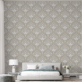 Elegante warme Beige Botanische Volksblumen-Kunst Tapete