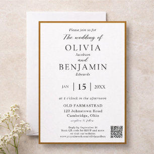 Elegante warme braune minimalistische Hochzeit Einladung