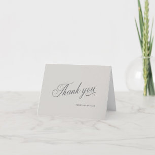 Elegante warme graue Schrift Hochzeits-Dankeskarte Dankeskarte