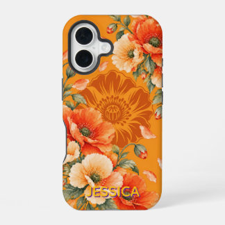 Elegante warme orangefarbene Gänseblümchen iPhone 16 Hülle