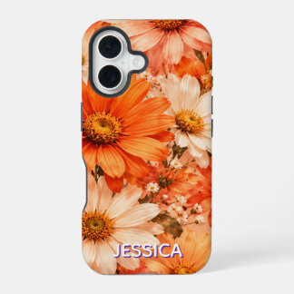 Elegante warme orangefarbene Gänseblümchen iPhone 16 Hülle