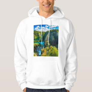 Elegante Wasserfallszene, Kroatien Hoodie