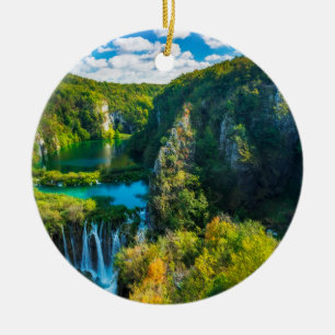 Elegante Wasserfallszene, Kroatien Keramikornament