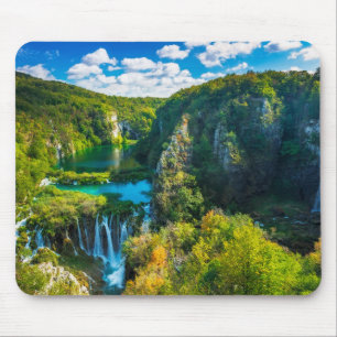 Elegante Wasserfallszene, Kroatien Mousepad