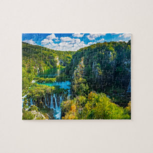 Elegante Wasserfallszene, Kroatien Puzzle