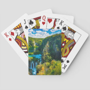 Elegante Wasserfallszene, Kroatien Spielkarten