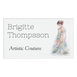 Elegante Wasserfarb-Couture-Brautmode-Designerin Namenschild