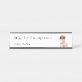 Elegante Wasserfarb-Couture-Brautmode-Designerin Schreibtischnamensplakette