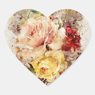 Elegante Wasserfarbe Abstrakt Romantisch Herz-Aufkleber