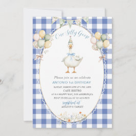 Elegante Wasserfarbe alberne Gans 1. Geburtstag B Einladung