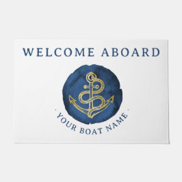 Elegante Wasserfarbe Anchor Nautical Name Navy Bla Fußmatte