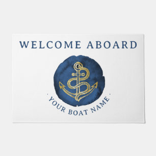 Elegante Wasserfarbe Anchor Nautical Name Navy Bla Fußmatte