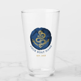 Elegante Wasserfarbe Anchor Nautical Name Navy Bla Glas