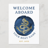 Elegante Wasserfarbe Anchor Nautical Name Navy Bla