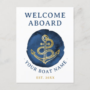 Elegante Wasserfarbe Anchor Nautical Name Navy Bla Postkarte